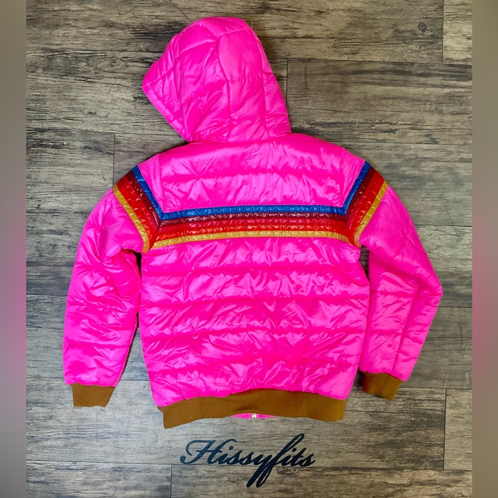 Aviator Nation Pink 5 Stripes Trekker Jacket sz 14 - Picture 2 of 13